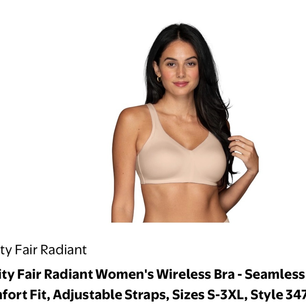NWT Vanity Fair Radiant Women’s Wireless Comfort Bra - Black & Beige SZ Large - Picture 9 of 10